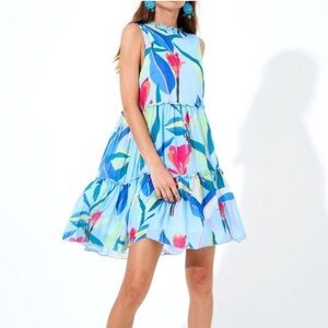 OLIPHANT Women's Ruffle Tiered Baby Doll Hawaiian Short Dress. Sz: M